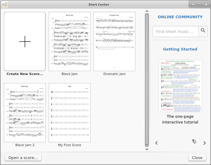 Musescore first window