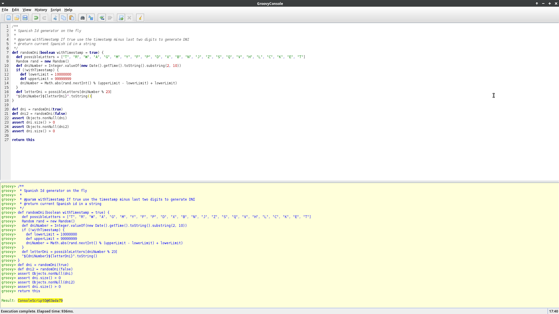 Groovy Console Cheking Results